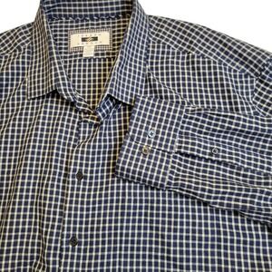 Joseph Abboud Mens 2XL Bue Gingham Check‎ Shirt Brushed Cotton Cashmere Flannel